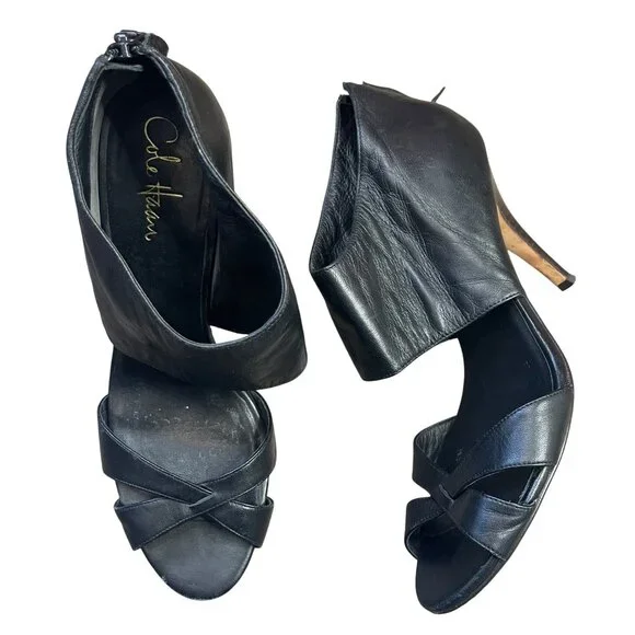 Cole Haan Nike Air Natasha Stiletto Heels Women's 9.5B Black Leather Business‎