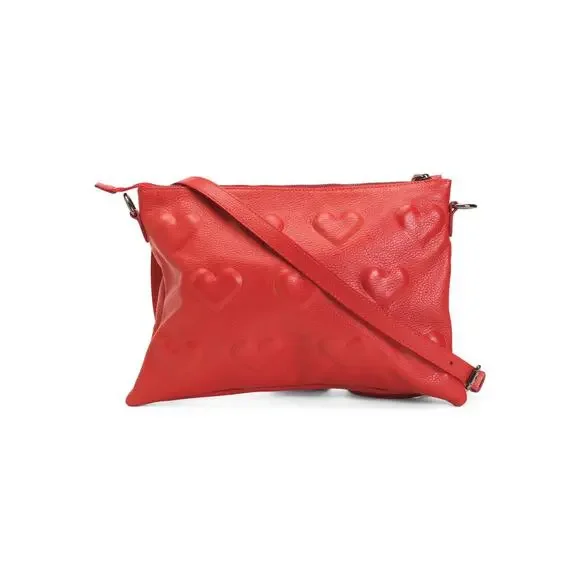 IO PELLE Made In Italy Leather Heart Hardware Crossbody Valentine RED 14