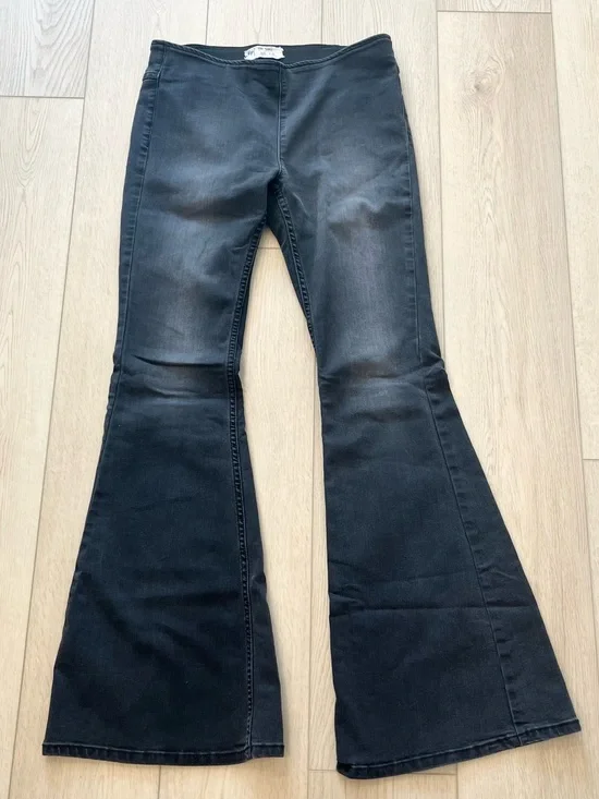 Free People Penny Pull On Flare Boho Jeans High Rise Black Women’s 28