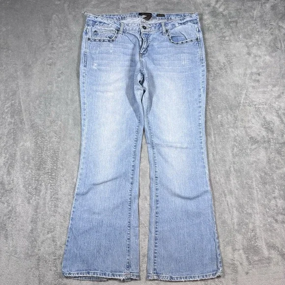 Aeropostale Stretch Flare Jeans Womens 11/12 Short Low Rise Embroidered Y2K