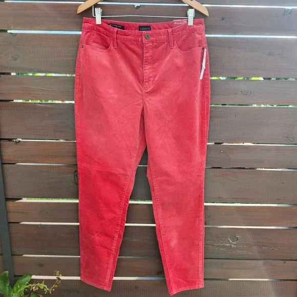 Talbots Red Corduroy Jeggings Vibrant Maximalist Dopamine Bold Skinny NWT 12
