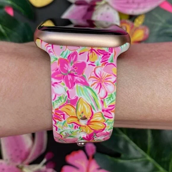 🌸 Printed Silicone Watch Band Compatible with Apple Watch