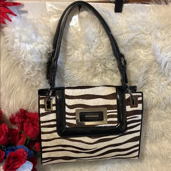 Talbots Black Zebra Print Shoulder Bag