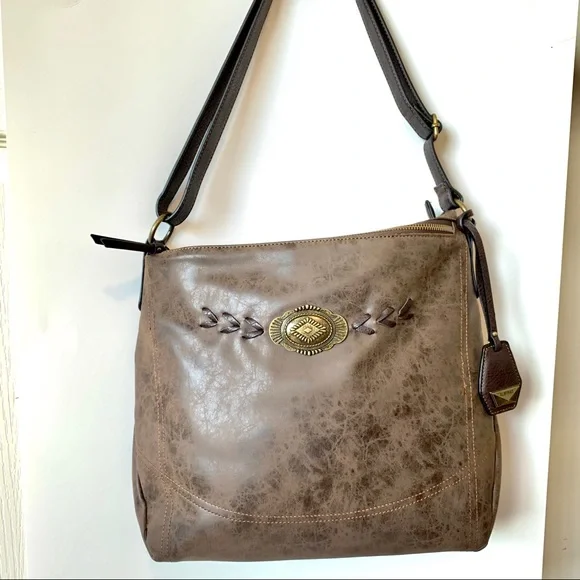 ELLEN TRACY Large Distressed Satchel/Shoulder Bag