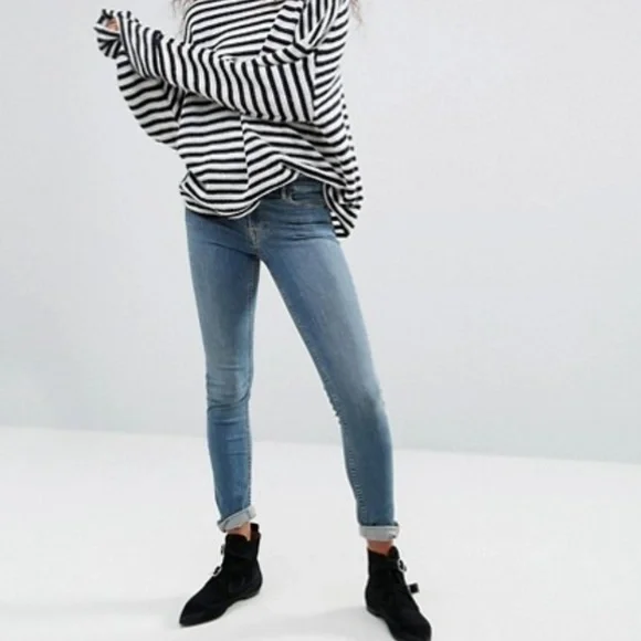 Allsaints Womens Mast Skinny Jeans Blue Sz 25