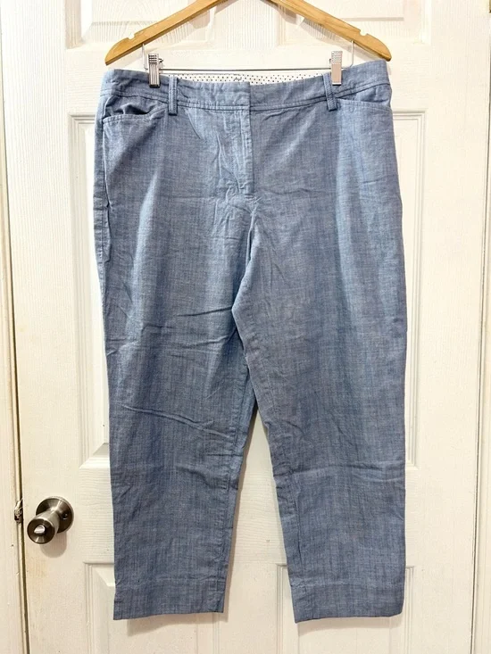 Talbots Women's Perfect Cropped Pant Chambray Light Blue Size 14 Spring Summer