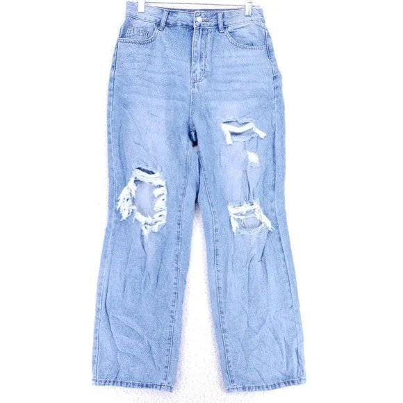 SHEIN Jeans Denim Cotton Womens Size M Blue Straight Stretch VTG Mid Rise Slim