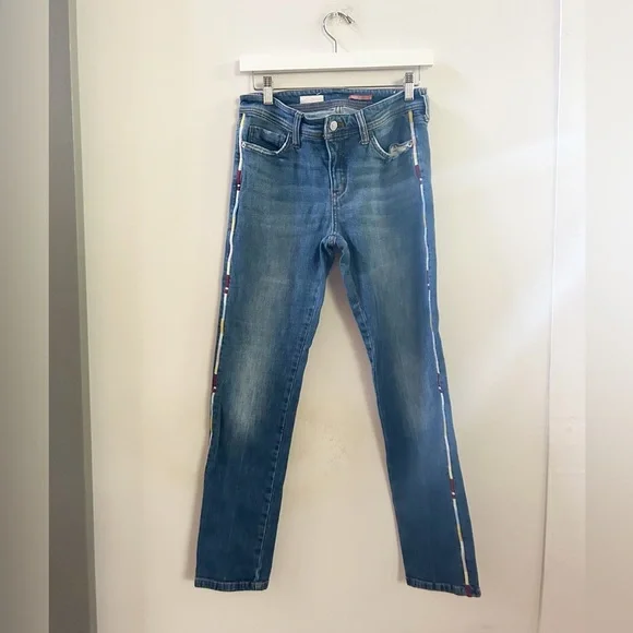 Anthropologie side striped straight leg‎ jeans 26