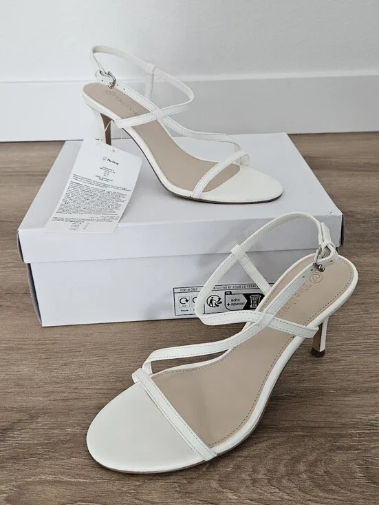 The Drop Arco White Strappy High Heel Sandals Size 8