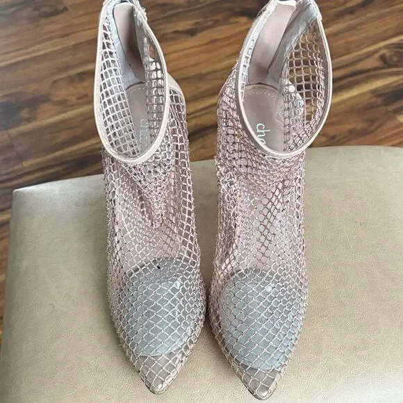Charles David Mesh Heels - Pink and Silver