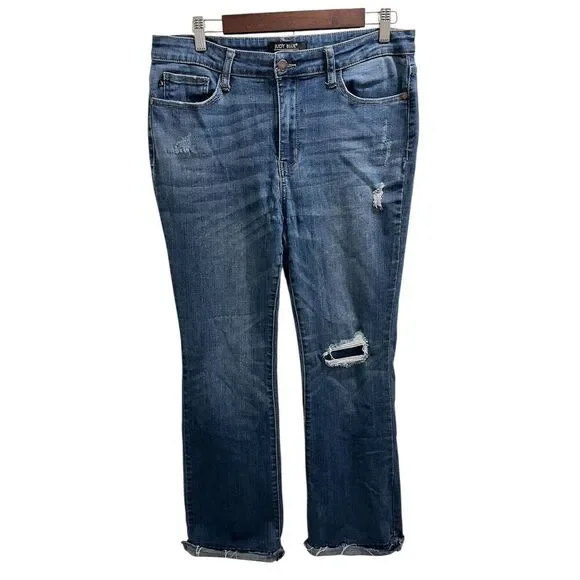 Judy Blue Women's Size 15/32 Mid Rise Bootcut Fit Fringe Hem Denim Jeans