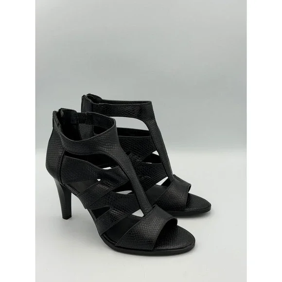 Simply Vera Vera Wang Y2K Style Black Strappy Heels Ankle Sandals Women's 10