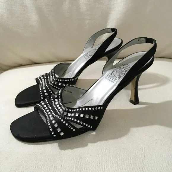 Special Occasion Sling Back Heels With Rhinestones