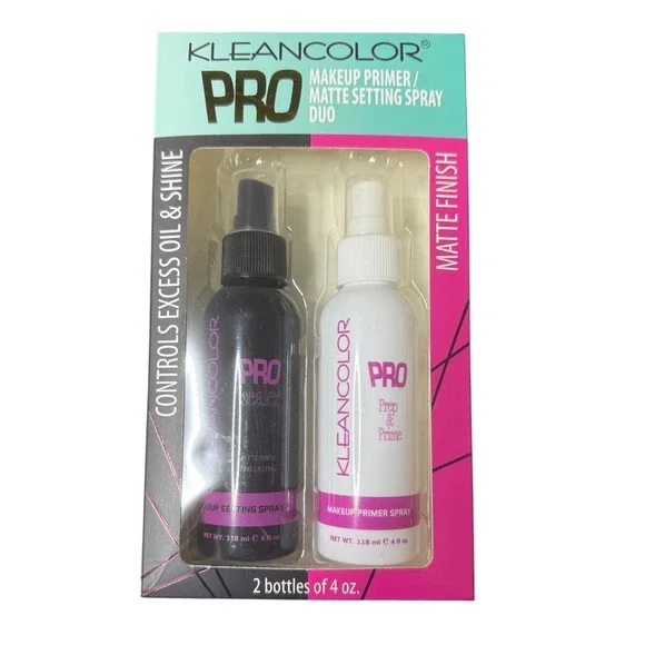 KleanColor‎ Pro Makeup Primer Matte Setting Spray Duo Controls Oil 2x4oz