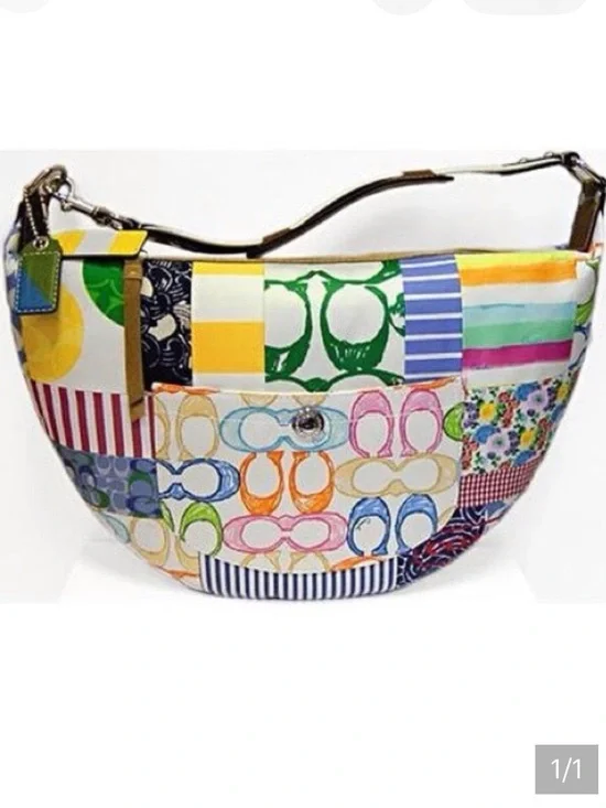 Coach Colorblock Shoulder Hobo Bag Tag Key Fob - Yellow, White, Green, Blue