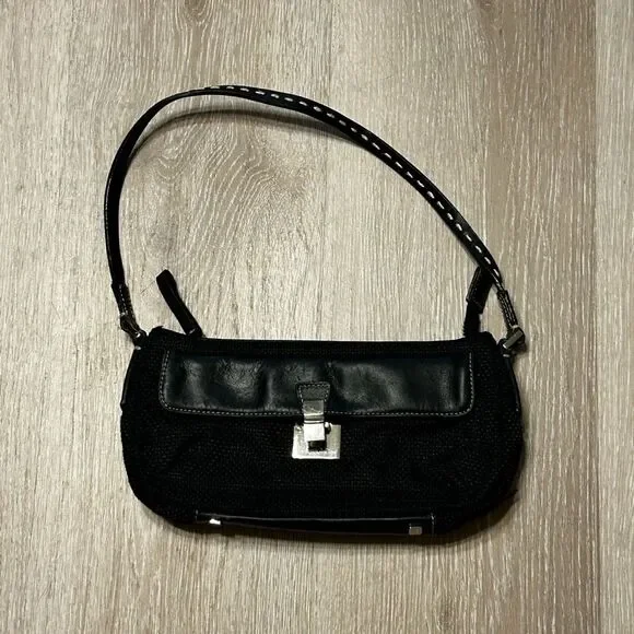 Antonio Melani Black Mini Shoulder Bag with Silver Accents