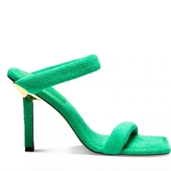 Good American Terry Slip-On‎ High Heeled Sandals - Green TRENDY Y2K