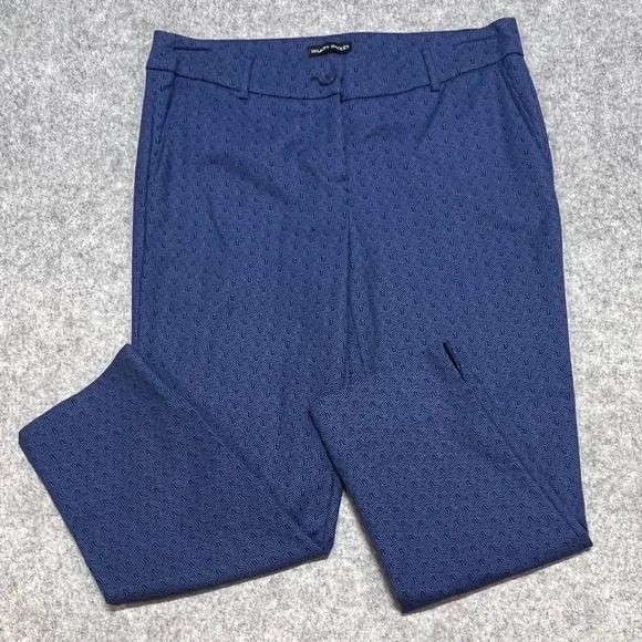 Hilary Radley Womens Blue Geometric Maze Print Ankle Pants Size 6