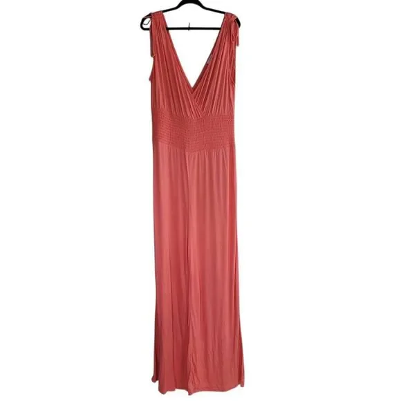 NWT lascana jumpsuit sleeveless wide leg salmon size 14 summer beachy‎