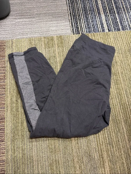 Tommy Hilfiger Black Leggings with Gray and White Side Stripe