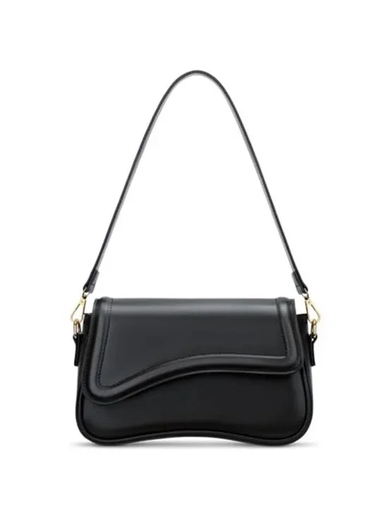 KKXIU Black Shoulder Bag Underarm Hobo Purse Faux Leather Trendy Handbag