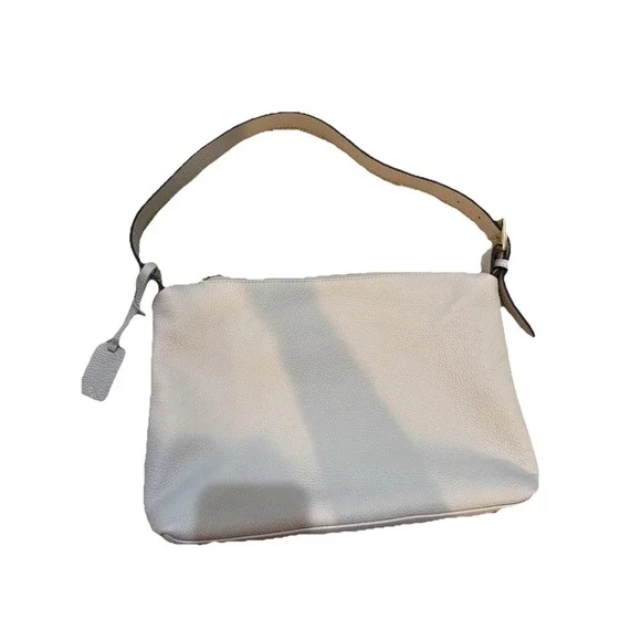 Viola Gigli Purse Pebbled Almond Bone Genuine Leather Made In‎ Italy Adj Strap