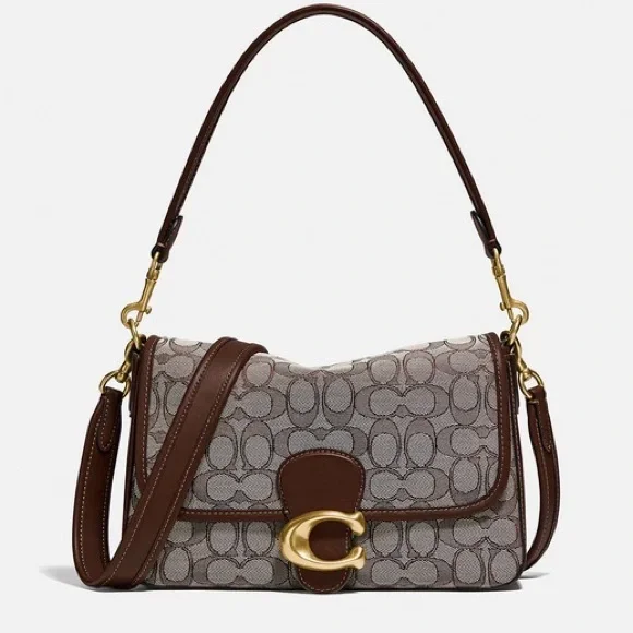 Coach Soft Tabby Signature Shoulder Crossbody Bag in Maple