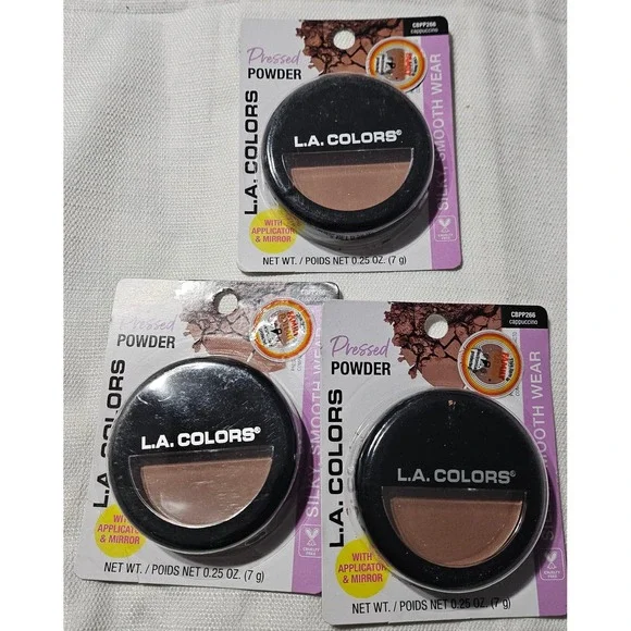 LA COLORS Pressed Powder CBPP266 Cappuccino 0.25oz Lot of 3 Mirror Applicator
