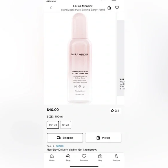 Translucent pure setting spray 16 hours