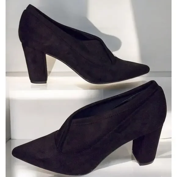 JON JOSEF‎ Black Velvet & Suede Leather Heels Loafers Shoes Women's 10M