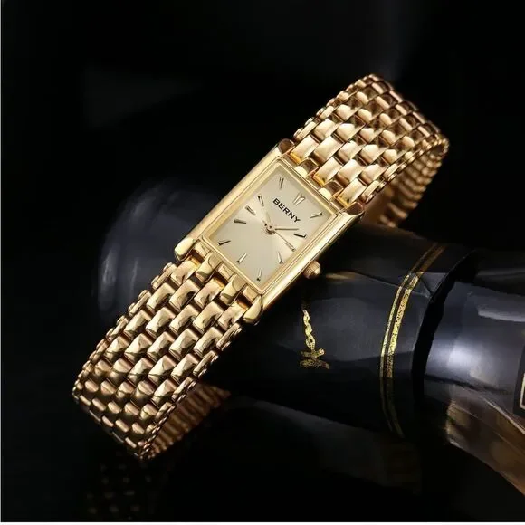 Classic Square Gold Wristwatch for Women