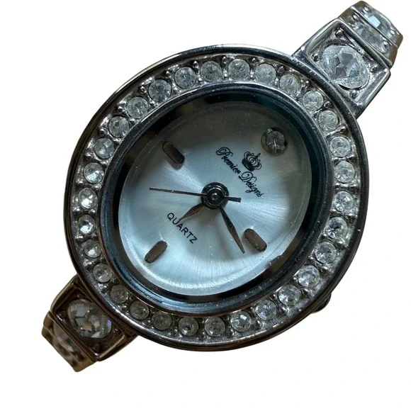 Premier‎ Designs Sophistication Watch Silver Tone Crystal Link NOT TESTED