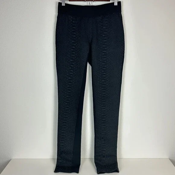 Carmen Marc Valvo Textured Front Black Leggings S