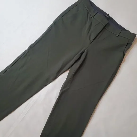 Theory Women's Size 4 Treeca K Oxford Knit Straight Pants Green