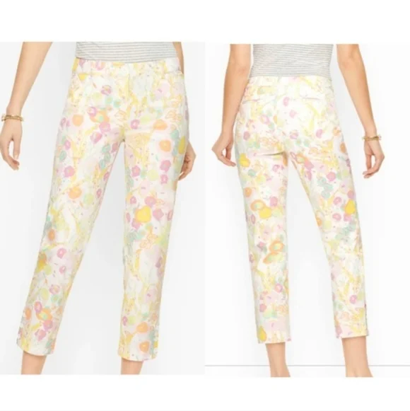 Talbots the perfect crop pastel floral print pants size 31 waist