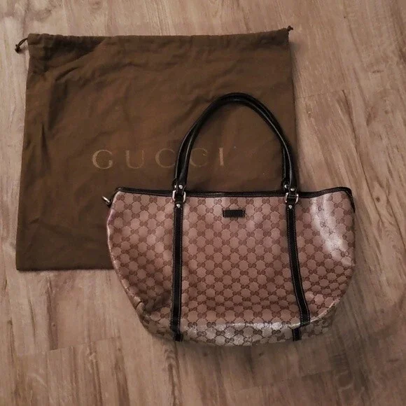 Gucci Brown Guccisima Medium Shoulder Bag Chic Edgy Feminine Luxury