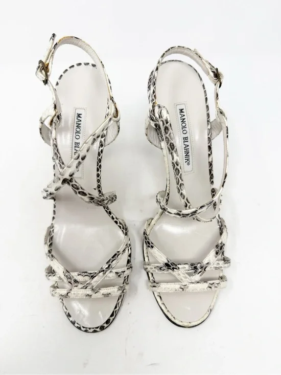 Manolo Blahnik Python Strappy Sandals Womens Size EU 38.5