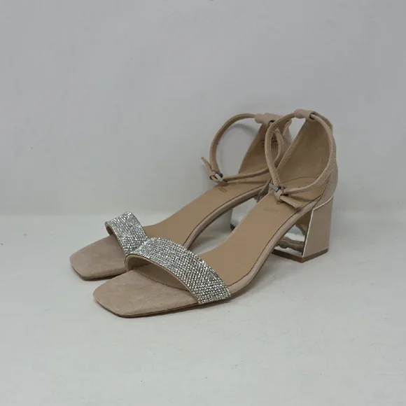 Aldo Beaded Elegant Beige and Silver Women's Heels Size 8