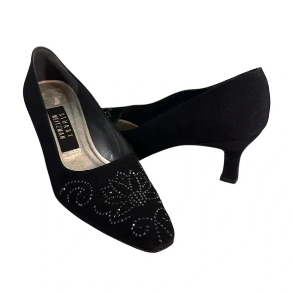 Stuart Weitzman Black Heels with Sparkling Details