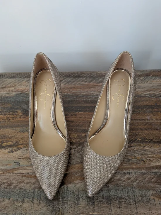 Jessica Simpson Glitter Pointed-Toe Pumps - Champagne