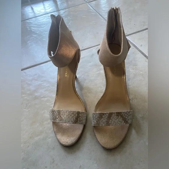 Audrey Brooke Metallic Gold and Tan Heels