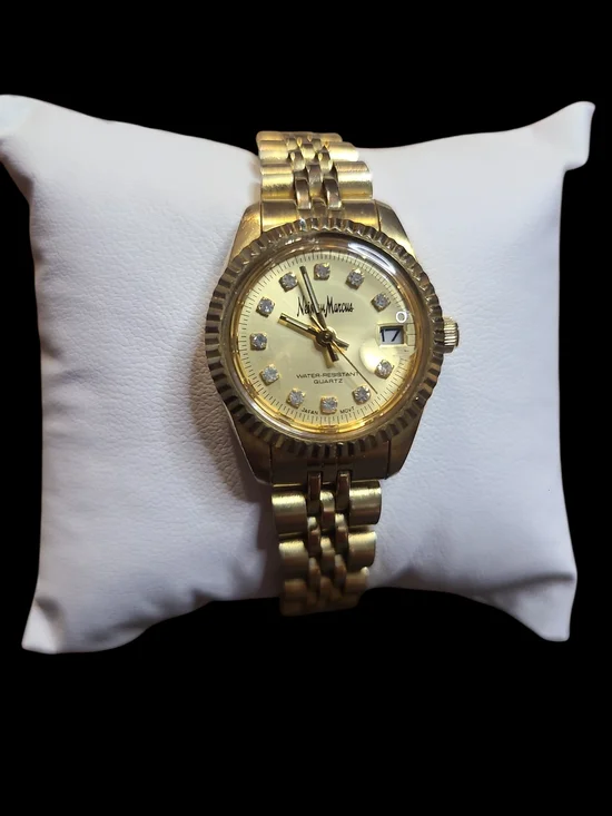 Neiman Marcus Quartz Gold-Tone Women's Bracelet Watch with Crystal Accents