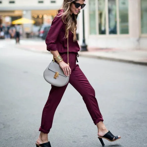 | ann taylor loft •chic burgundy utility jumpsuit • size xs |