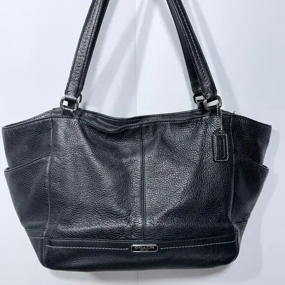 Coach Large Black Pebble Leather Purse / Shoulder Handbag A1320-F25651