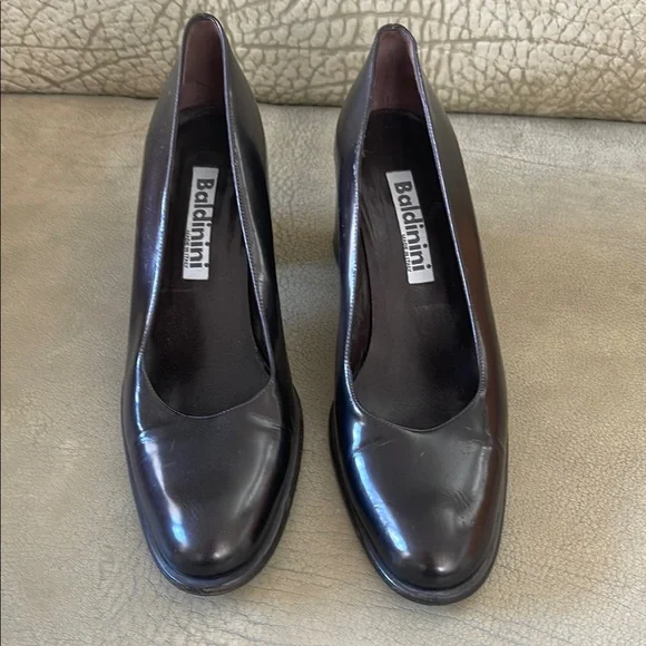Baldinini Brown Leather Classic Heels Pumps Made in Italy Size 38.5