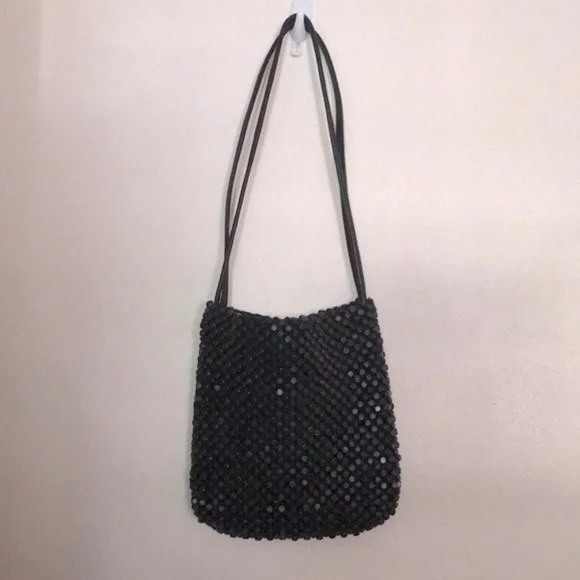 The Sak Wood Bead Leather Handles Shoulder Bag 1