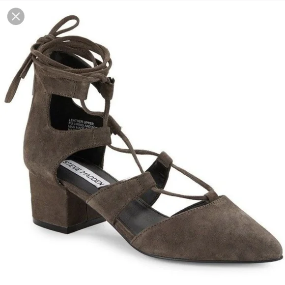 Steve Madden Gray Suede Lace Up Pointed Toe Heels Women's Size 9.5