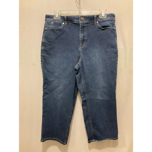 Christopher & Banks Womens Size‎ 8 Dark Wash Denim Capri Jeans High Rise Crop