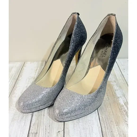 Michael Michael Kors Georgia Ombre Silver Glitter‎ Stiletto Pumps Size 7M