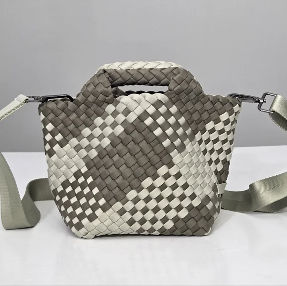NAGHEDI ST BARTHS PETIT TOTE BAG - LIGHT GREEN AND SAGE GREEN